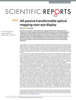 All-Passive Transformable Optical Mapping Near-Eye Display Wei Cui 1,2 & Liang Gao1,2