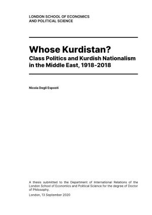 Whose Kurdistan? Class Politics and Kurdish Nationalism in the Middle East, 1918-2018