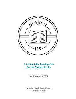 A Lenten Bible Reading Plan for the Gospel of Luke