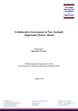 Collaborative Governance in New Zealand: Important Choices Ahead