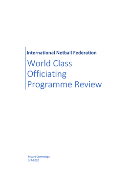 World Class Officiating Programme Review