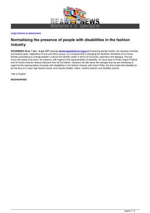 Normalising the Presence of People with Disabilities in the Fashion Industry