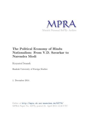 The Political Economy of Hindu Nationalism: from V.D. Savarkar to Narendra Modi