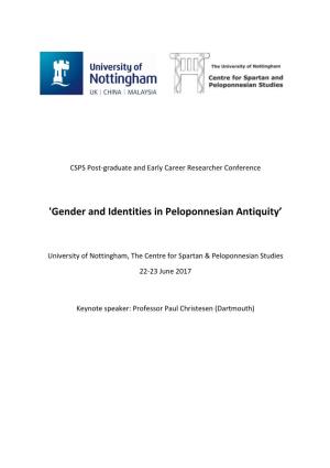 'Gender and Identities in Peloponnesian Antiquity'