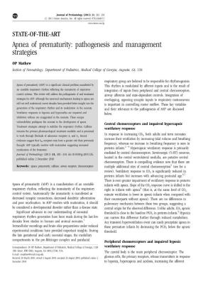 Apnea of Prematurity: Pathogenesis and Management Strategies