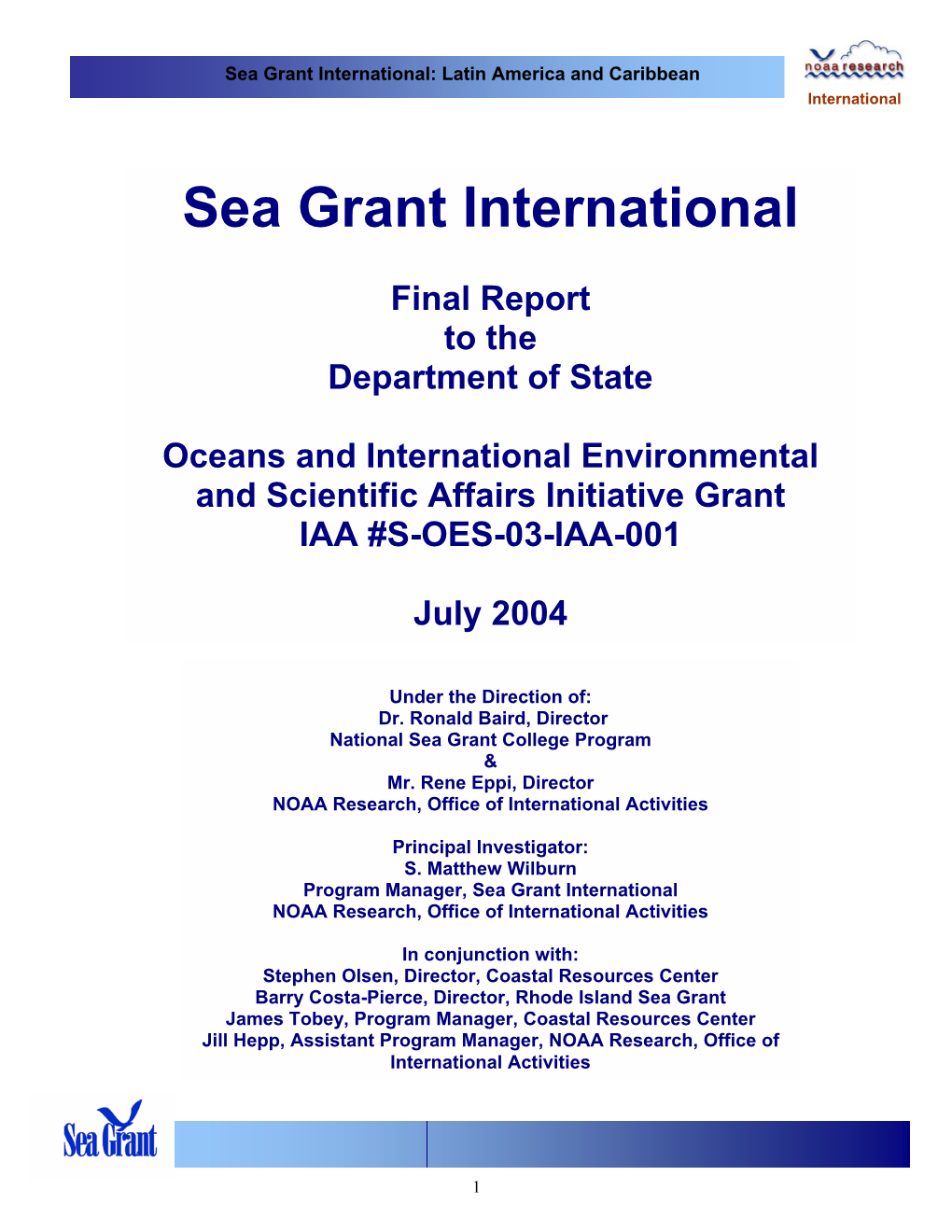 Sea Grant International: Latin America and Caribbeansea Grant International International