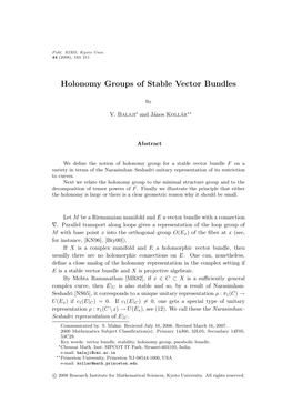 Holonomy Groups of Stable Vector Bundles