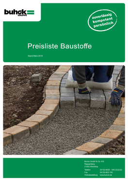 Preisliste Baustoffe