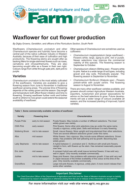 Farmnote 86/95 : Waxflower for Cut Flower Production [WA AGRIC]