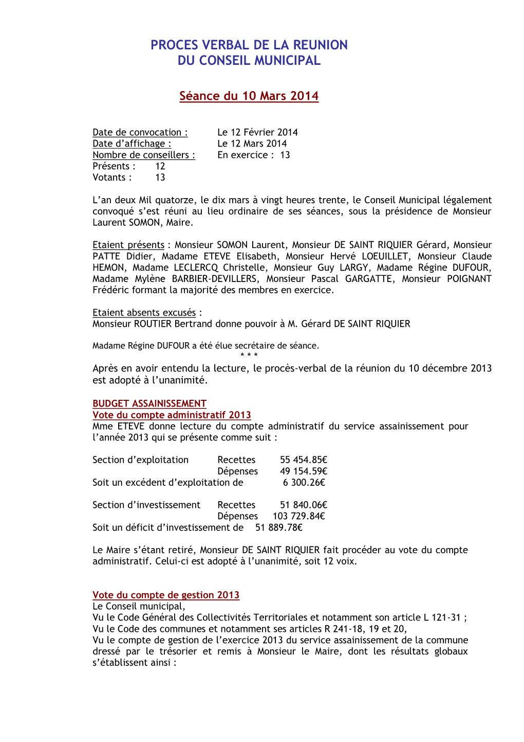 Compte Rendu De La Reunion Du