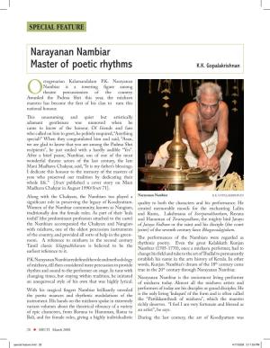 Narayanan Nambiar Master of Poetic Rhythms K.K