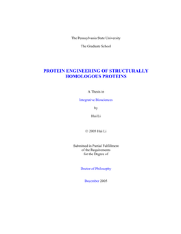 Protein Engineering of Structurally Homologous Proteins