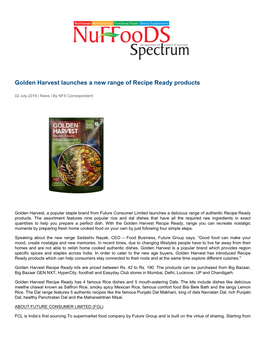 Golden Harvest Launches a New Range of Recipe Ready Products