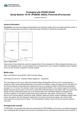 Ecological Site F035XC332AZ Sandy Bottom 10-14" (PODEW, SAEX), Perennial (Provisional)