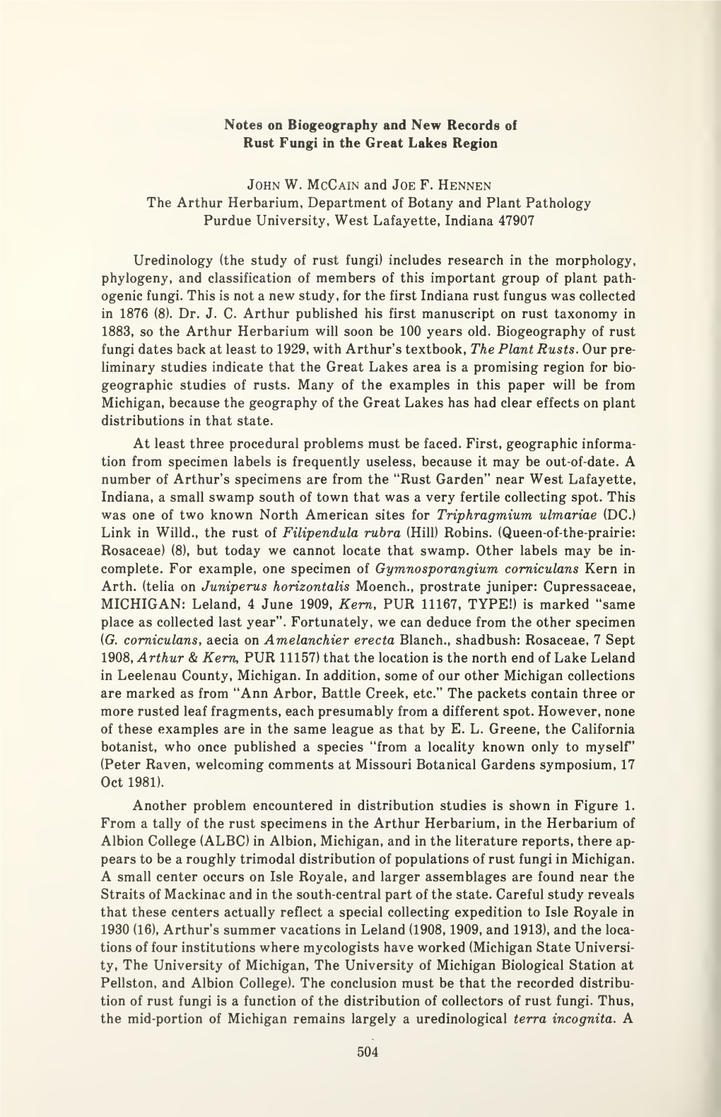 Proceedings of the Indiana Academy of Science