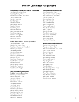 Interim Committee Assignments