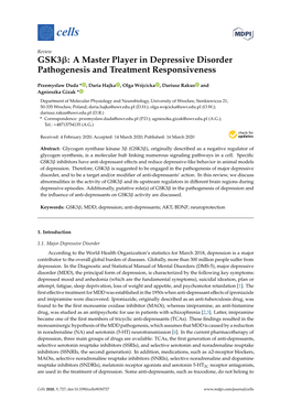 Gsk3β: a Master Player in Depressive Disorder Pathogenesis and Treatment Responsiveness