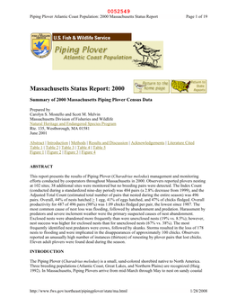 Massachusetts Status Report: 2000