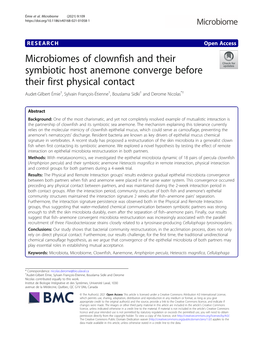 Microbiomes of Clownfish and Their Symbiotic Host Anemone Converge