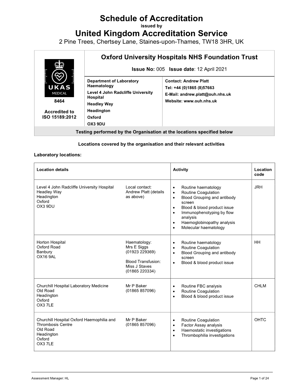 Oxford University Hospitals NHS Foundation Trust