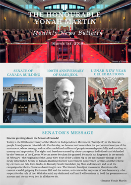 The Hon. Yonah Martin | Senate of Canada Buliding | Ottawa, on | K1a 0A4| 613-947-4078| Martin@Sen.Parl.Gc.Ca