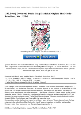 Download Puella Magi Madoka Magica: the Movie -Rebellion-, Vol. 2 Or Free Read Online? If Yes You Visit a Website That Really True