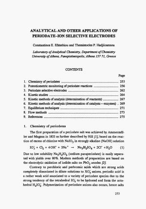 Analytical and Other Applications of Periodate-Ion Selective Electrodes
