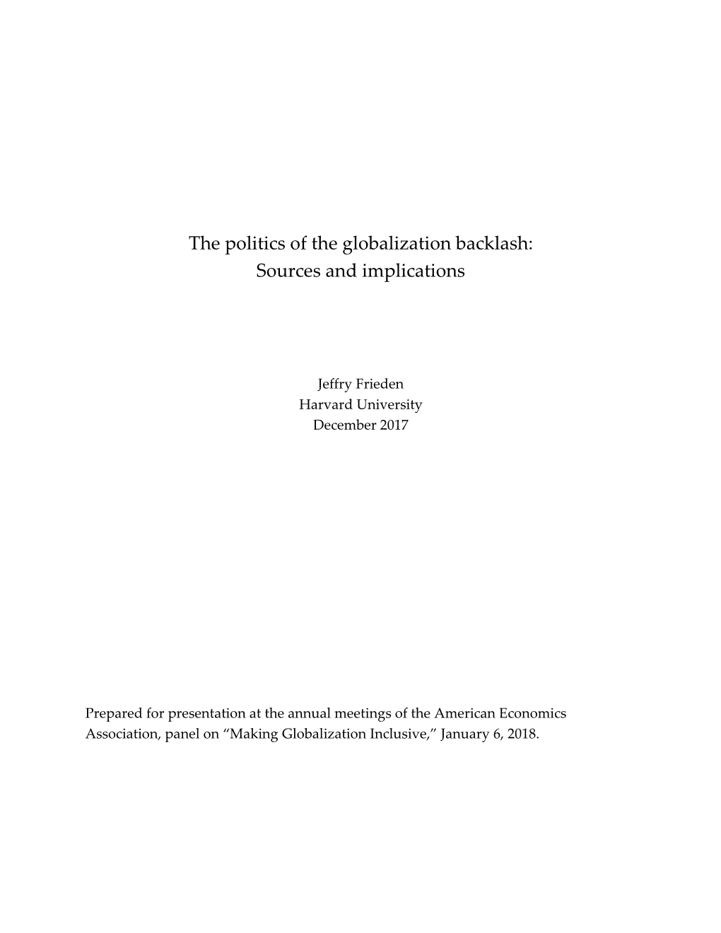 The Politics of the Globalization Backlash: Sources and Implications