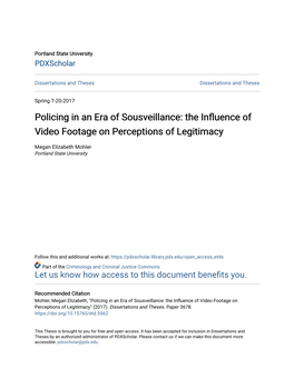 Policing in an Era of Sousveillance: the Influence of Video Footage on Perceptions of Legitimacy