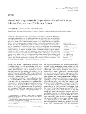Placental Lactogen-I (PL-I) Target Tissues Identified with an Alkaline Phosphatase–PL-I Fusion Protein