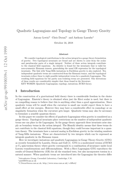 Quadratic Lagrangians and Topology in Gauge Theory Gravity