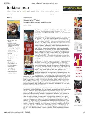 Sound and Vision ‐ Bookforum.Com / in Print