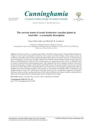 Cunninghamia Date of Publication: December 2018 a Journal of Plant Ecology for Eastern Australia