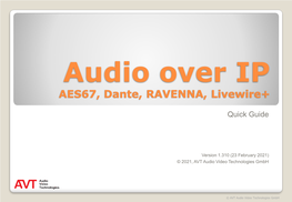 Audio Over IP (AES67, Dante, RAVENNA, Livewire+)