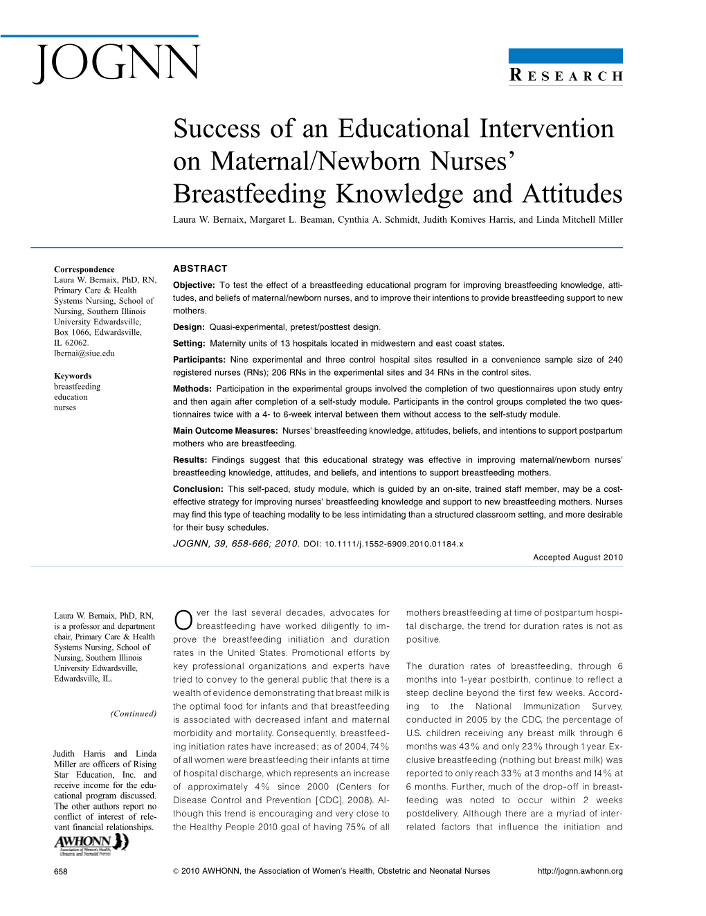 Success of an Educational Intervention on Nurses