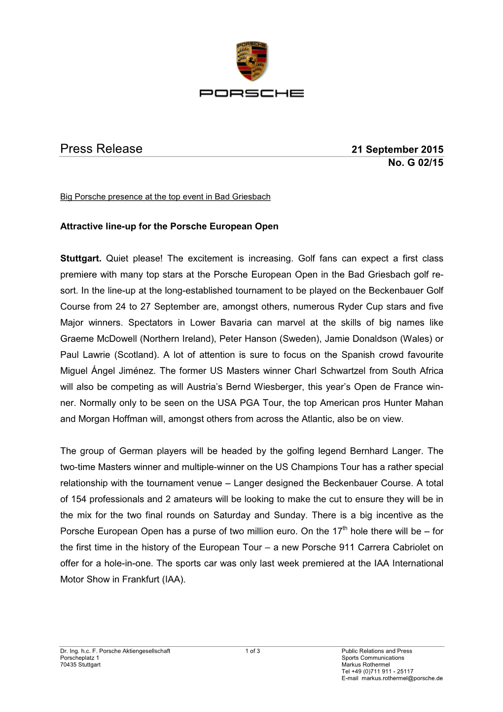 Press Release 21 September 2015 No