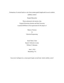 Estimation of Vertical Load on a Tire from Contact Patch Length and Its Use in Vehicle Stability Control