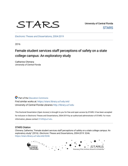 Female Student Services Staff Perceptions of Safety on a State College Campus: an Exploratory Study