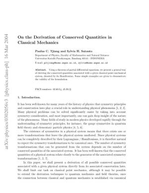 On the Derivation of Conserved Quantities in Classical Mechanics 2