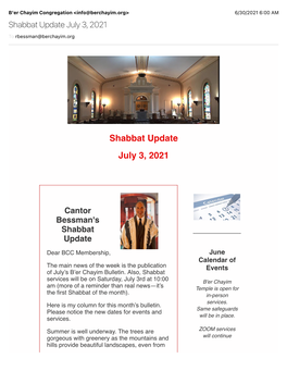 Network Solutions Shabbat Update July 3, 2021 Printout