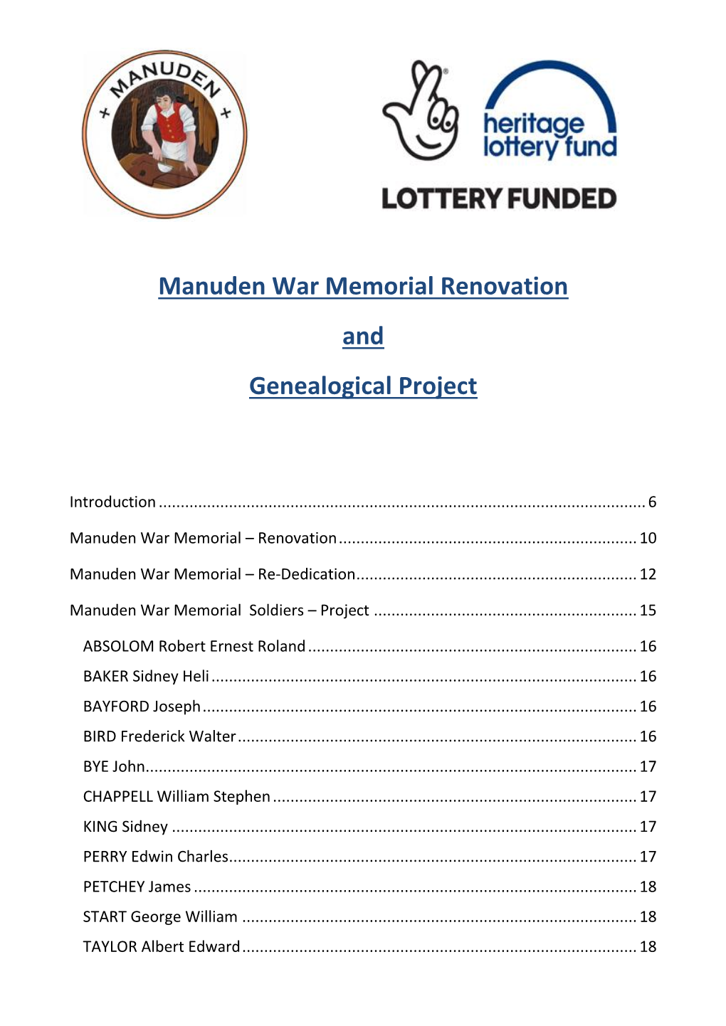 Manuden War Memorial Renovation and Genealogical Project