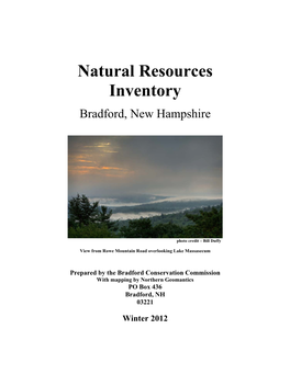 Natural Resources Inventory (NRI) in Its Simplest Terms Is a Detailed Collection of Available Data on the Important Naturally Occurring Resources Within a Town