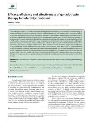 Efficacy, Efficiency and Effectiveness of Gonadotropin Therapy for Infertility Treatment