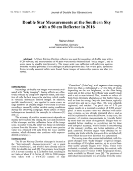 Double Star Measurements at the Southern Sky with a 50 Cm Reflector in 2016