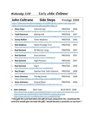 Early John Coltrane John Coltrane Side Steps