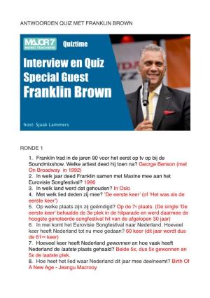 Antwoorden Quiz Met Franklin Brown Ronde 1
