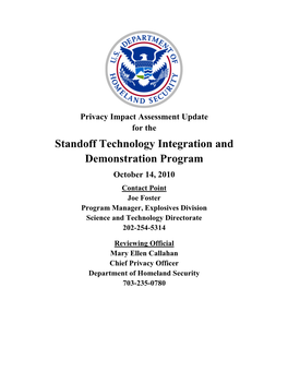 Standoff Technology Integration and Demonstration