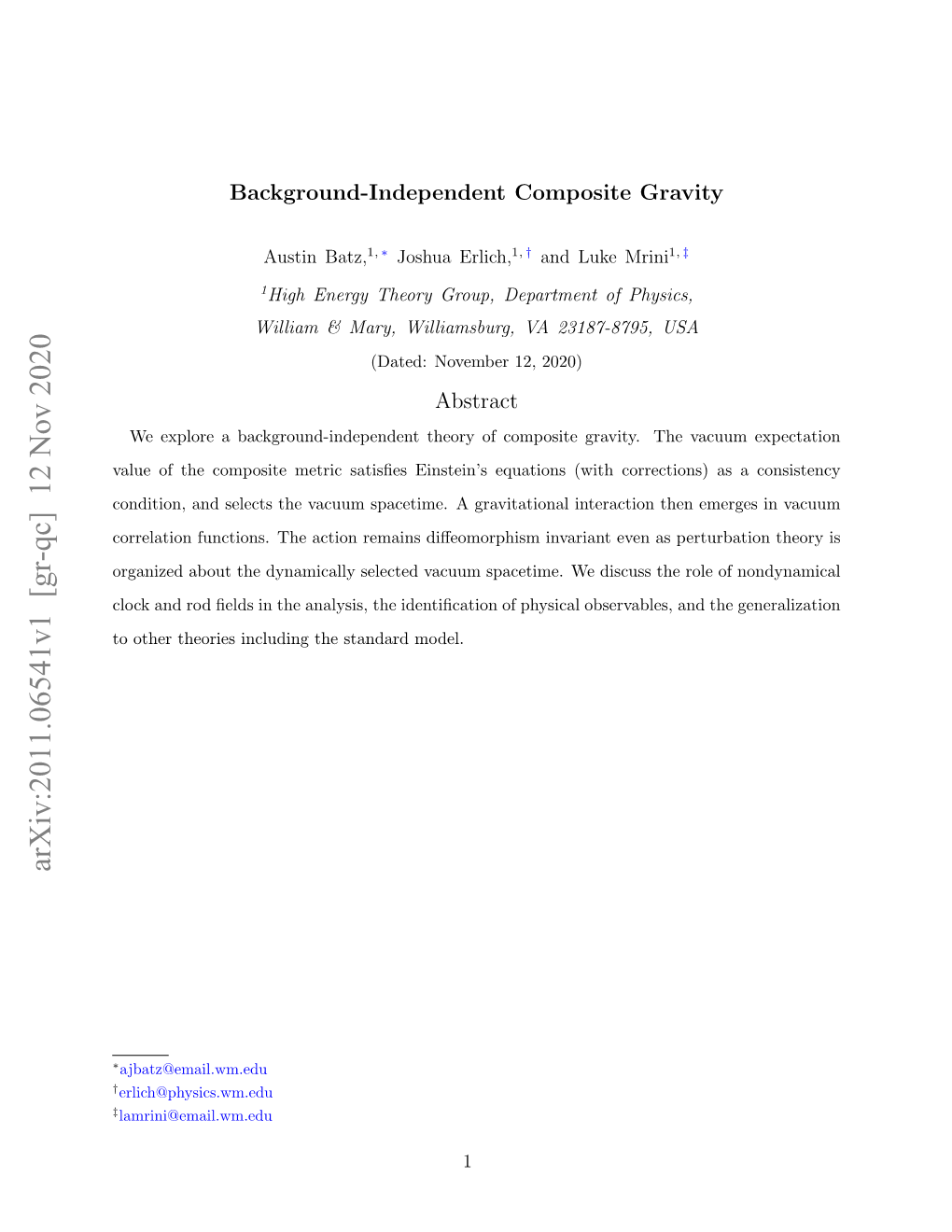 Background-Independent Composite Gravity