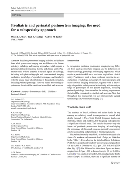 Paediatric and Perinatal Postmortem Imaging: the Need for a Subspecialty Approach