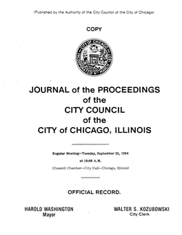 JOURNAL of the PROCEEDINGS of the CITYCOUNCIL Ofthe CITY of CHICAGO, ILLINOIS